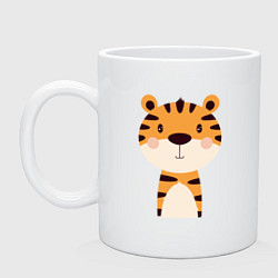 Кружка керамическая Cartoon Tiger, цвет: белый