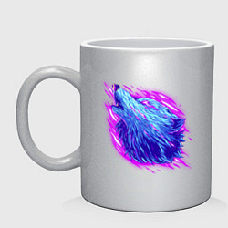 Кружка керамическая Неоновый вой, цвет: серебряный