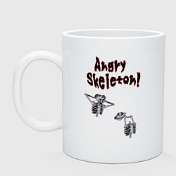 Кружка керамическая Angry skeleton, цвет: белый