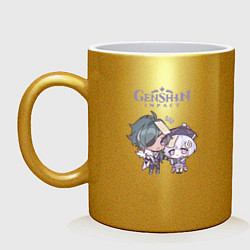 Кружка керамическая Genshin Impact mini KaeyaQi Qi, цвет: золотой