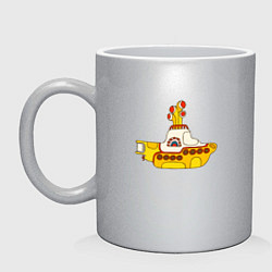 Кружка керамическая The Beatles Yellow Submarine в дудл стиле, цвет: серебряный
