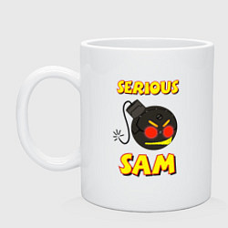 Кружка керамическая Serious Sam Bomb Logo, цвет: белый