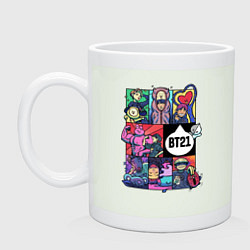 Кружка керамическая BT21 POP-ART, цвет: фосфор