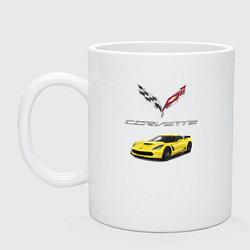 Кружка керамическая Chevrolet Corvette motorsport, цвет: белый