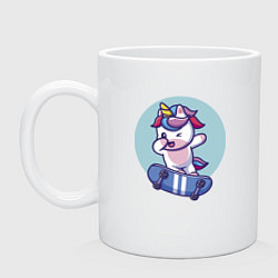 Кружка керамическая Единорожка на скейте, цвет: белый