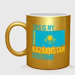 Кружка керамическая Казахстанскйи костюм, цвет: золотой