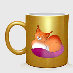 Кружка керамическая Гордая кошка, цвет: золотой