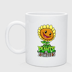 Кружка керамическая Plants vs Zombies Подсолнух, цвет: белый