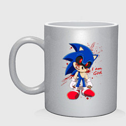 Кружка керамическая Sonic Exe: I am God, цвет: серебряный