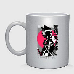 Кружка керамическая Клинок, рассекающий демонов - red sun, цвет: серебряный