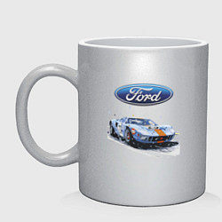 Кружка керамическая Ford Motorsport, цвет: серебряный