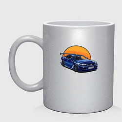Кружка керамическая Ниссан gtr 2022, цвет: серебряный