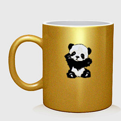 Кружка керамическая Cute Baby Panda, цвет: золотой