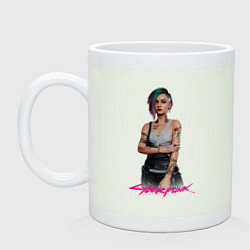Кружка керамическая Cyberpunk 2077 Judy Джуди, цвет: фосфор