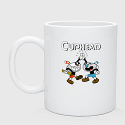 Кружка керамическая Cuphead веселые чашечки, цвет: белый
