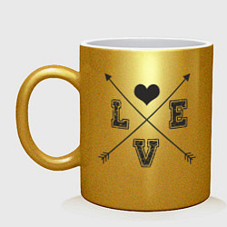 Кружка керамическая Love Arrow, цвет: золотой