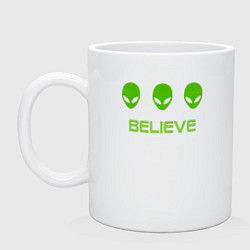 Кружка керамическая BELIEVE инопланетяне, цвет: белый