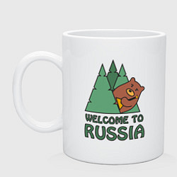 Кружка керамическая Welcome - Russia, цвет: белый