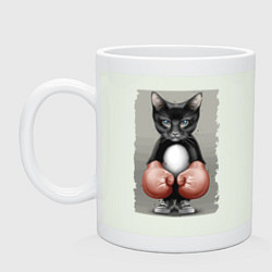 Кружка керамическая Крутой котяра в боксёрских перчатках Cool cat in b, цвет: фосфор