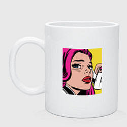 Кружка керамическая Девушка в стиле ПОП Арт Girl Pop Art, цвет: белый
