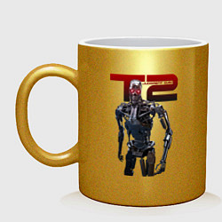 Кружка керамическая Terminator 2 - T800, цвет: золотой