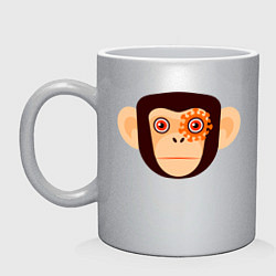 Кружка керамическая Злая кибер обезьяна, цвет: серебряный