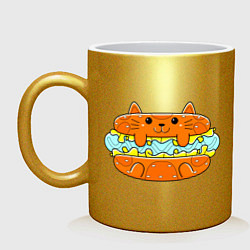 Кружка керамическая CAT BURGER, цвет: золотой