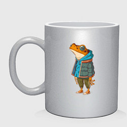 Кружка керамическая Оранжевая лягуха, цвет: серебряный