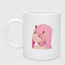 Кружка керамическая Zero Two крупный план, цвет: белый