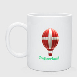 Кружка керамическая 3d aerostat Switzerland flag, цвет: белый