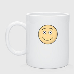 Кружка керамическая Улыбающийся смайлик из Дурак Онлайн, цвет: белый