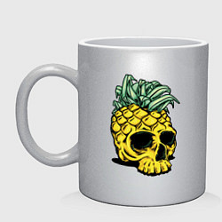 Кружка керамическая Череп-ананас Лето, цвет: серебряный