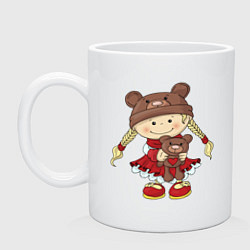 Кружка керамическая GIRL WITH A TEDDY BEAR, цвет: белый