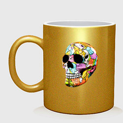 Кружка керамическая Art cool skull, цвет: золотой