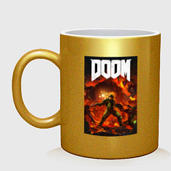 Кружка керамическая Doom slayer - hell, цвет: золотой