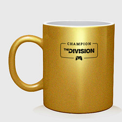 Кружка керамическая The Division gaming champion: рамка с лого и джойс, цвет: золотой