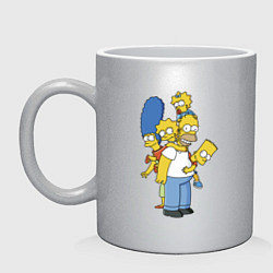 Кружка керамическая Прикольная семейка Симпсонов, цвет: серебряный