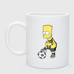 Кружка керамическая Барт Симпсон - крутой футбольный форвард, цвет: белый