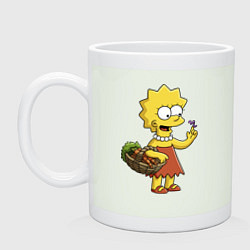 Кружка керамическая Lisa Simpson с гусеницей на даче, цвет: фосфор