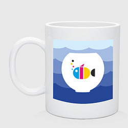 Кружка керамическая CMYK рыбка, цвет: белый