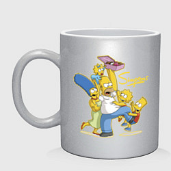 Кружка керамическая Симпсоны и пончики, цвет: серебряный
