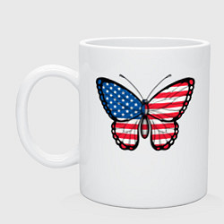 Кружка керамическая Бабочка - США, цвет: белый