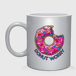 Кружка керамическая Donut - Worry, цвет: серебряный