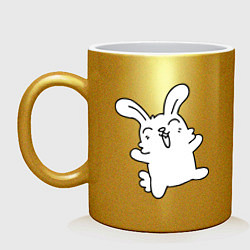 Кружка керамическая Happy Bunny, цвет: золотой
