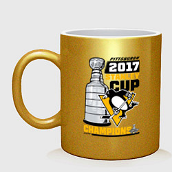 Кружка керамическая Питтсбург Пингвинз НХЛ, цвет: золотой