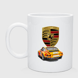 Кружка керамическая Porsche - Motorsport - racing team, цвет: белый