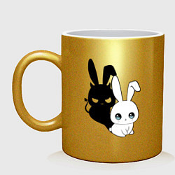Кружка керамическая Милый кролик - ангелочек или дьяволёнок?, цвет: золотой