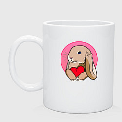Кружка керамическая Кролик с красным сердечком, цвет: белый