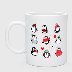 Кружка керамическая Positive penguins, цвет: белый