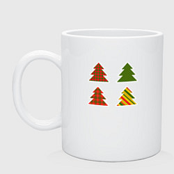 Кружка керамическая Стильные новгодние ёлки, цвет: белый